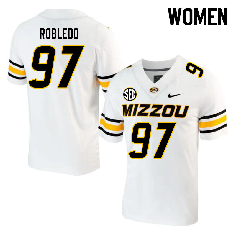 Women #97 Daniel Robledo Missouri Tigers College 2023 Football Stitched Jerseys Sale-White